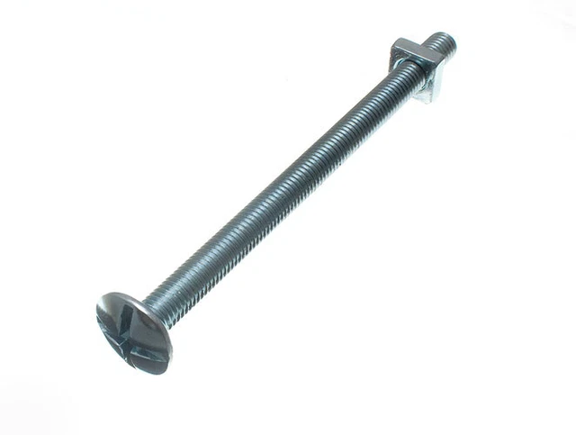 Lot De 6 Boulons De Toiture Et écrous Carrés – M6 X 40 Mm – Zingué, BZP – Onestopdiy