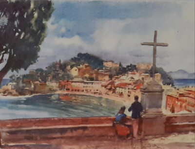 GENOVA SESTRI LEVANTE 144 Illustratore ALDO RAIMONDI Cartolina viaggiata 1954 