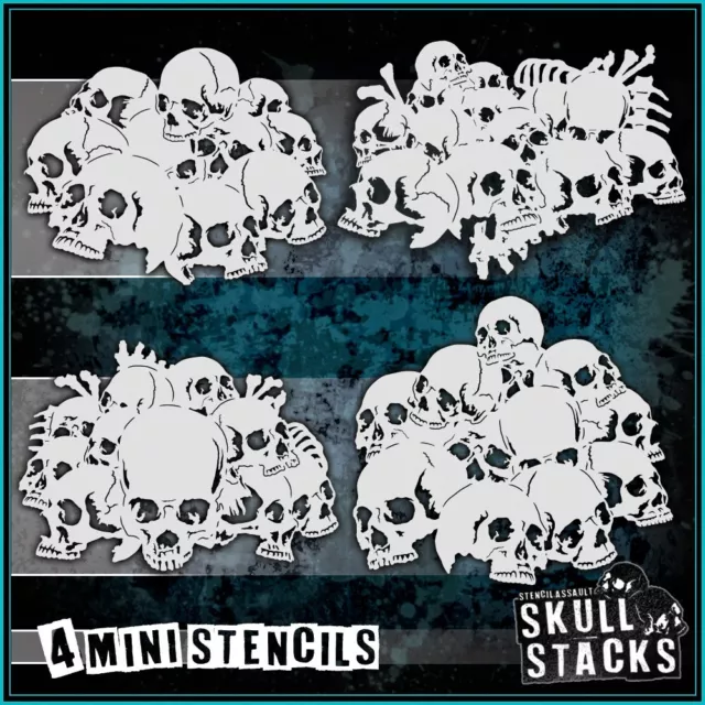 Skull Stack Mini Set #2 - Skull Pile Airbrush Stencil Template