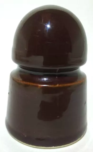 Vintage Ceramic / Porcelain Insulator - NO NAME - PONY - 3" - CHOCOLATE BROWN