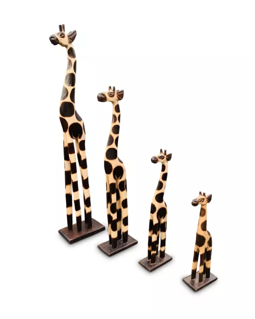 Hand Carved Painted Wooden Giraffe Sculpture Ornament Statue - Various Sizes