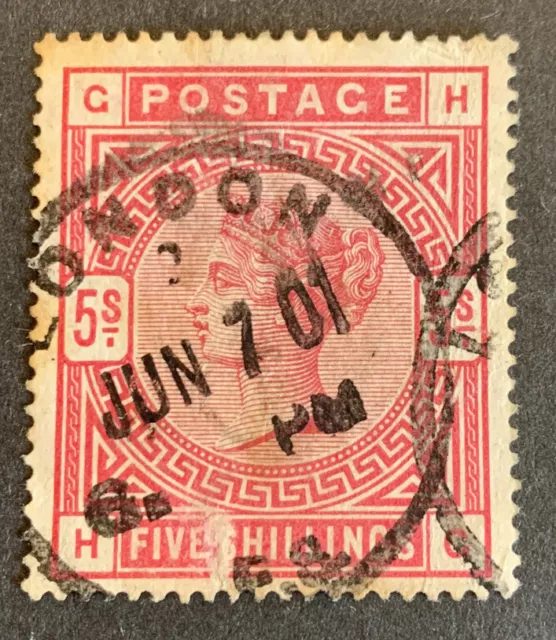 1884 GB QV 5/ crimson FU SG181 anchor WMK CV £200