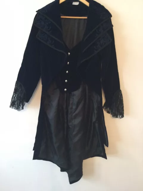 Goth Style Coat Dark Blue  Velvet   &Embroidery Chest Measures 40” Open front