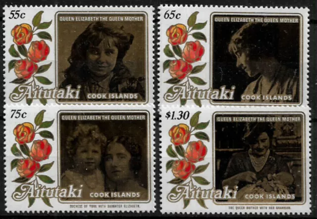 Aitutaki #373-6 Mint Never Hinged Set - Queen Mother's 85th Birthday