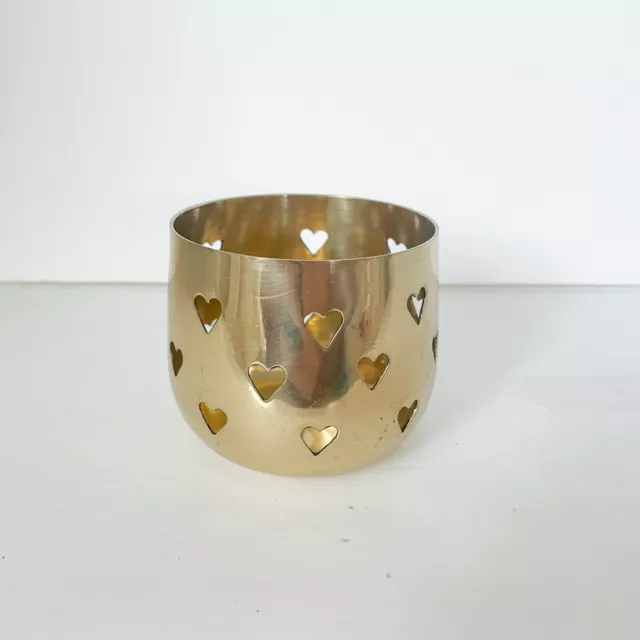 Elegant Expressions Gold Heart Cutout Solid Brass Candle Votive Home Decor