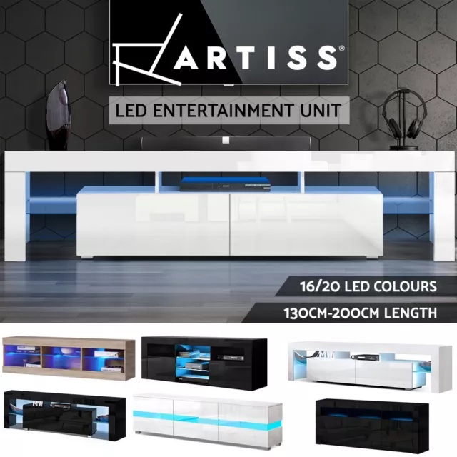 Artiss TV Cabinet Entertainment Unit Stand RGB LED Gloss Storage Drawers