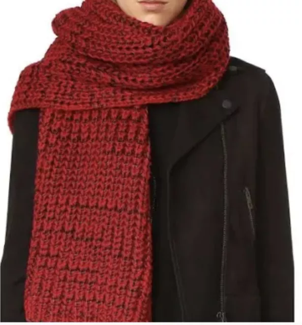 Rag & Bone Wool Blend Sandra Red Scarf 60"(175cm) x13"(33cm)