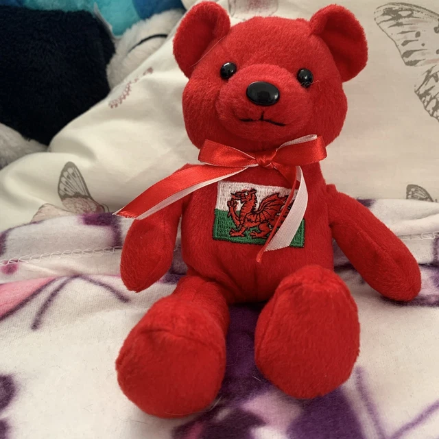 WELSH TEDDY BEAR With Wales Flag 22cms Tall Valentines Birthday St