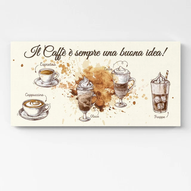 Tableau Moderne Caffè Vintage 2 - Impression Toile 152x78 Cm - Déco Cuisine Bar