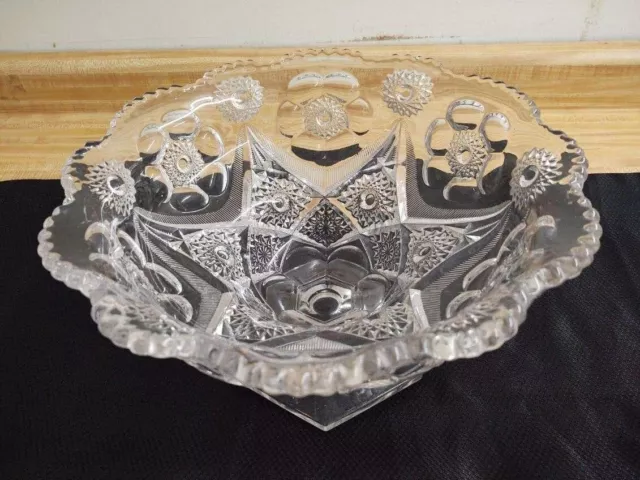 Vtg. pressed glass large clear footed centerpiece bowl.