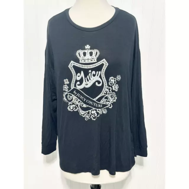 Juicy by Juicy Couture Long Sleeve Embellished Logo T-Shirt Liquorice Black XL