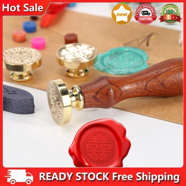 DIY Wax Seal Stamp Fire Painting Double Happiness Envelope Wedding Brass