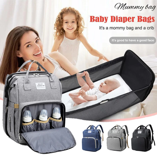 Multi-Function Baby Diaper Backpack Baby Folding Bed Nappy Mummy Changing Bag UK