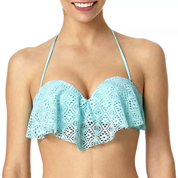 Arizona Blue Crochet Flounce Bandeau Swim Top Size XL New Msrp $36.00