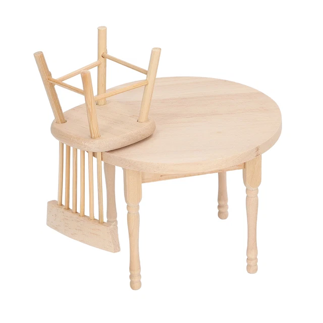 (1)Dollhouse Dining Set 1:12 Scale Retro Design Doll House Miniature Round Table