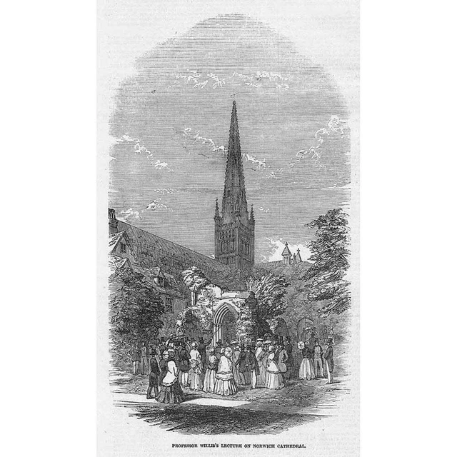 NORWICH Professor Willis's Lecture on the Cathedral - Antique Print 1847