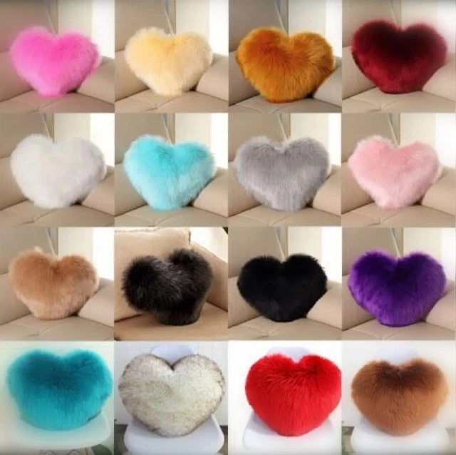 Heart Shape Pillow Fluffy Fur Soft Comfortable Small for girls cute