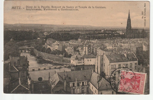 METZ - Moselle - CPA 57 - vue generale - Digue de la pucelle
