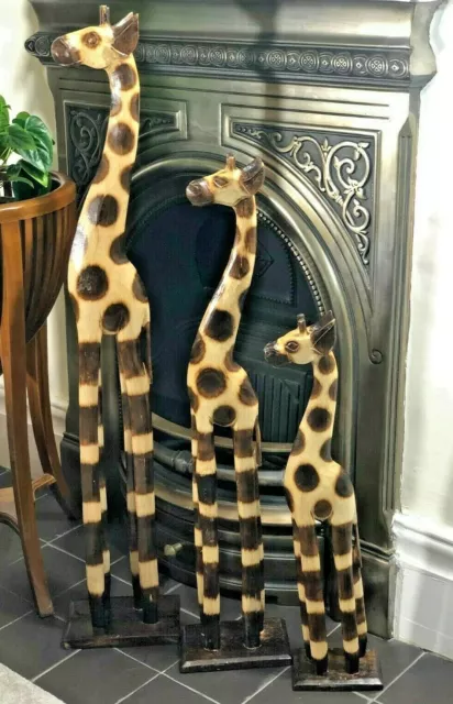 Wooden Giraffe 100Cm 80Cm 60Cm Hand Carved