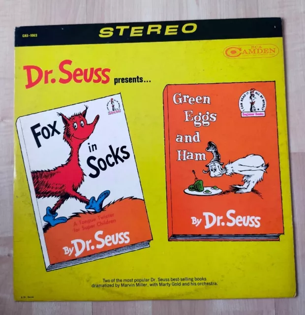Dr Seuss'  Fox In Socks & Green Eggs & Ham Books on Vinyl LP  VG+/VG+