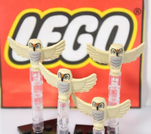 Lego Harry Potter Tan Owl Bird Light Bluish Gray Breast Orange Feather lot of 4