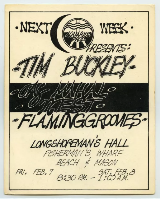 1975 TIM BUCKLEY Longshoreman’s Hall Original Concert Handbill FLAMIN GROOVIES