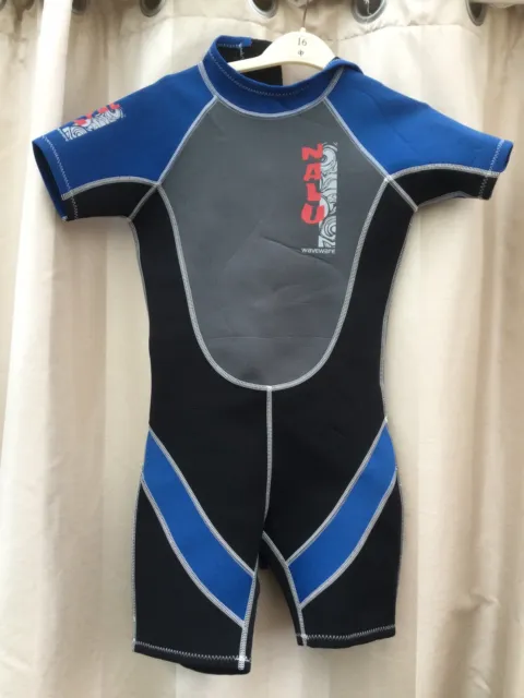 Nalu Waveware shorty wetsuit 34" chest small adult / older child unisex blue