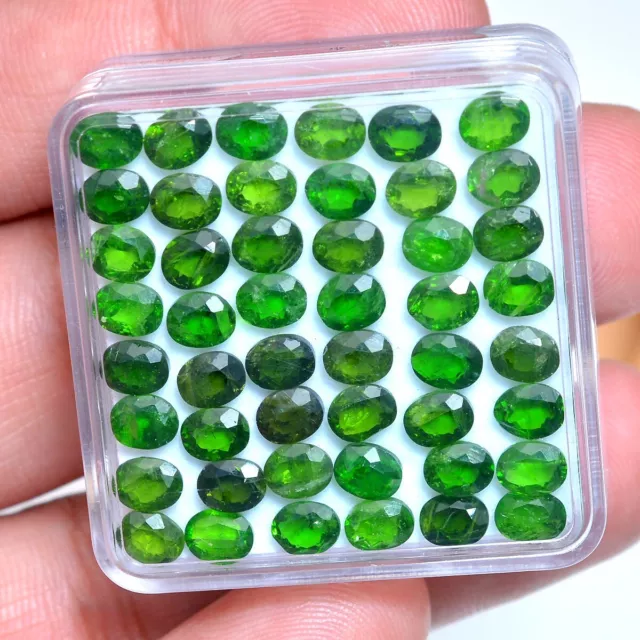 48 Pcs Natural Chrome Diopside 5mm 4mm Oval Cut Vivid Green Loose Gemstones Lot