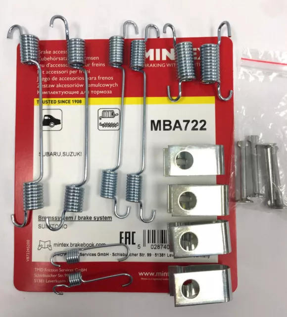 Mintex Rear Brake Shoes Set Fitting Kit Pin Springs For Oe  - Mba722