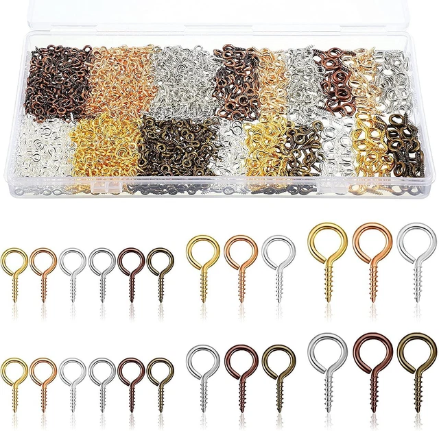 600 Pcs 6 Colors Eye Screw Hooks Small Screw Eye Pins Metal Eyelet Screws Mini