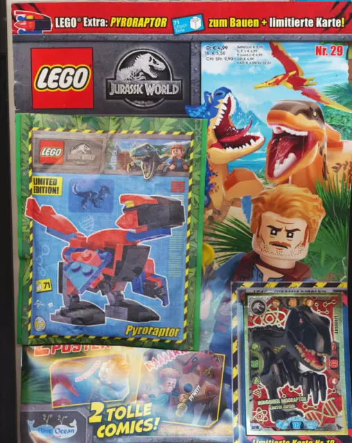 Lego Magazin Jurassic World Nr. 29 -  Minifigur Pyroraptor +  Goldkarte