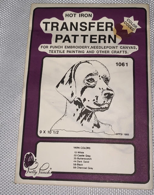 E4 '89 Bonito Patrón De Transferencia Codificado Bordado Con Punzón 1061 Puntero Dálmata Perro