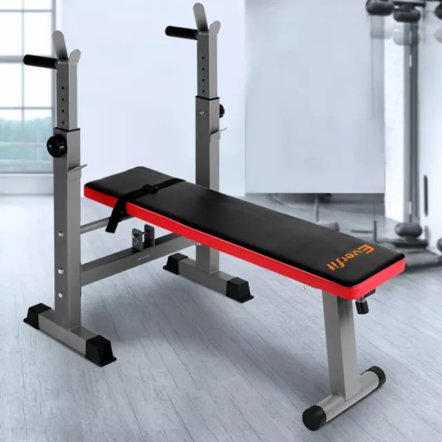 Multi-Station Weight Bench Press Weights Equipment Fitness Steel Home Gym Red