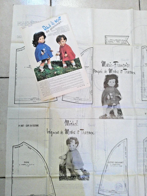 Patron De Couture Vintage Modes Et Travaux Pour Vêtements De Poupée - Mars 1968 Complet