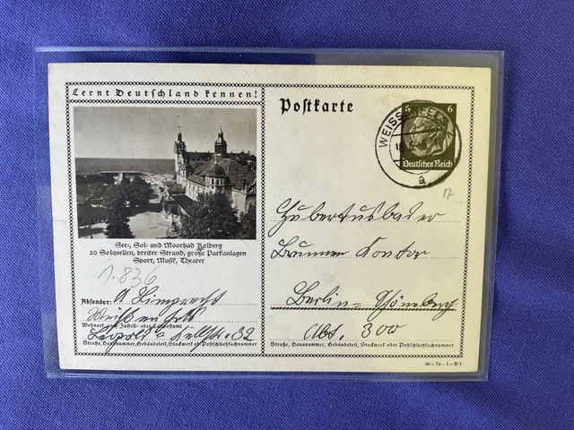 DR 1933-45, Ganzsache, P236, DV: 36-74-1-B1, Moorbad Kolberg
