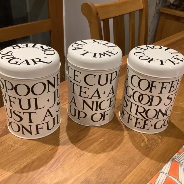 Emma bridgewater black toast tea coffee sugar sales canisters