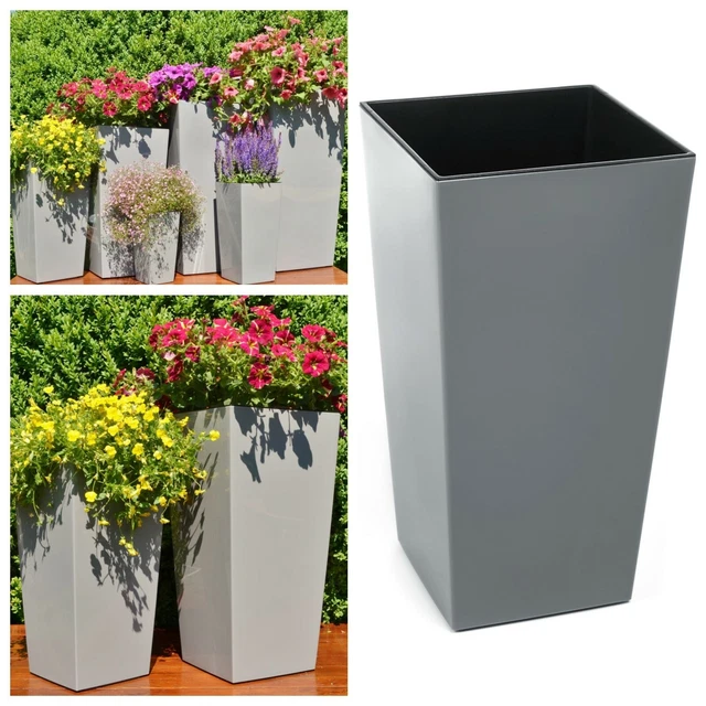 BLUMENKÜBEL HOCHGLANZ Blumentopf Eckig Pflanzkübel Einsatz SET 6 Größen