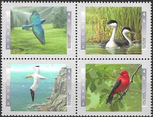 Timbres Oiseaux Canada 1501/1504 ** (72008ER)