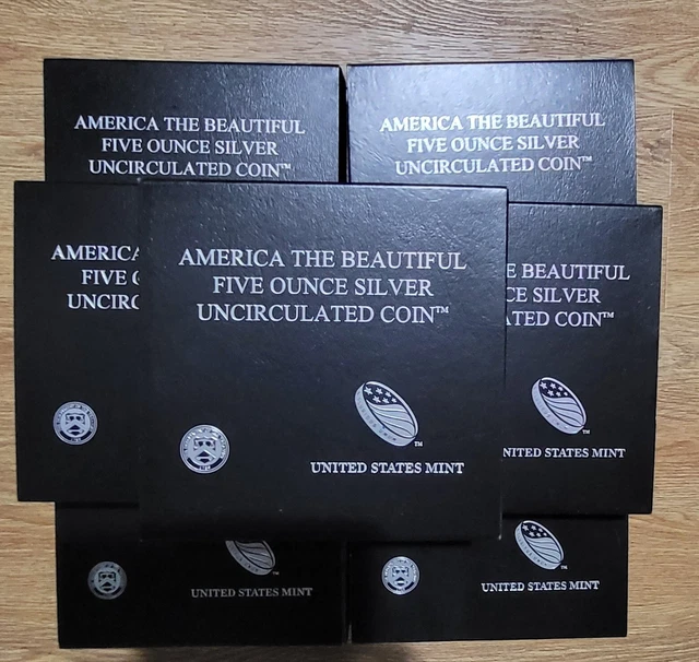 2014 America The Beautiful Five Ounce Silver Coins 23 Empty Boxes COAS!