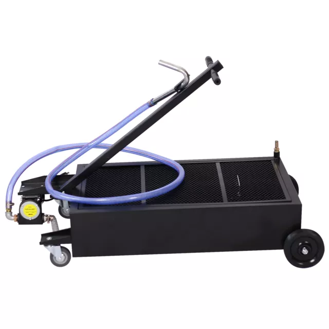 With electric pump 20 gallon low profile oil drainer