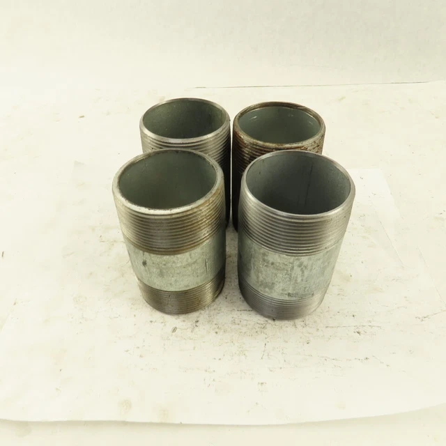 2" NPT x 3-1/2" Galvanized Iron Pipe Nipple Fitting Schedule 40 Lot of 4