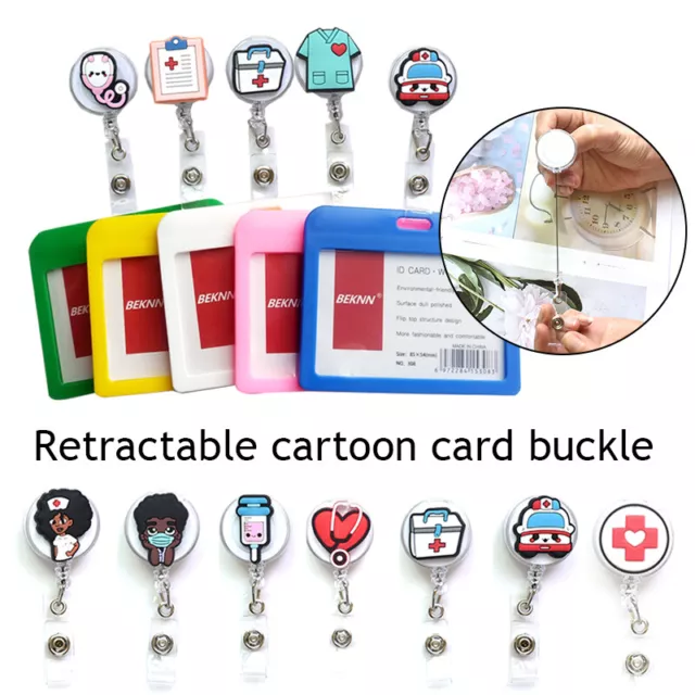 Nurse Doctor Badge Holder Retractable Badge Reel ID Card Clips Name Card Holder