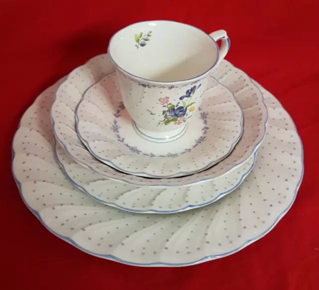 Nikko China "Blue Peony"  10.5" Plate, 7.5" Plate, 7.5" Bowl, Cup & Saucer. MINT
