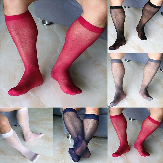 Chaussettes habillées élégantes pour hommes rayées de soie pure chaussettes