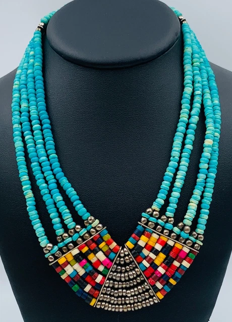 Collier Fantaisie Style Ethnique - Perles Marron, Résine Et Alliage, 136 Grammes, Occasion