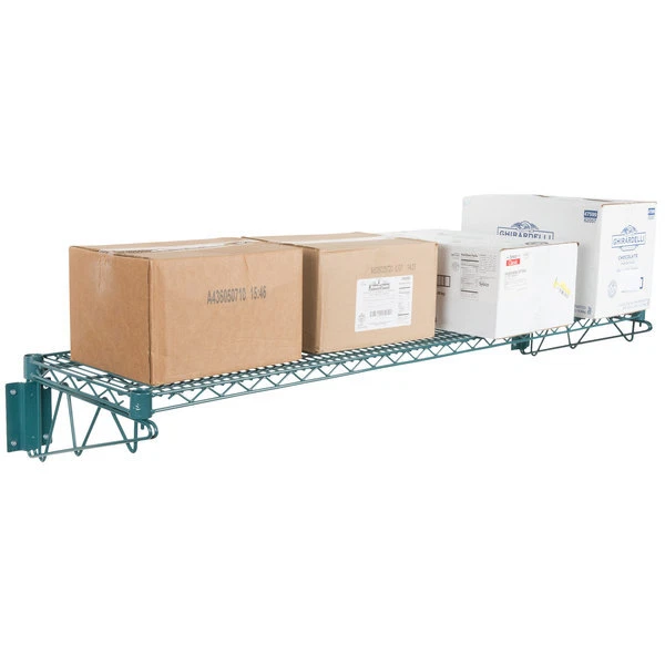 14" x 60" Wall Mount Green Epoxy Wire Shelf Rack Commercial Restaurant Pot NSF