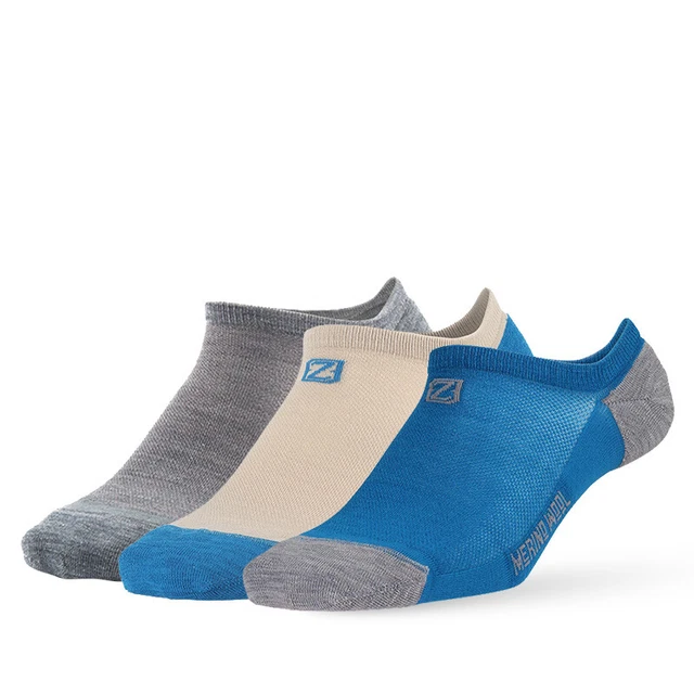 3 Pairs ZEALWOOD Merino Wool Running Sock No Show Anti-blister Trekking Socks