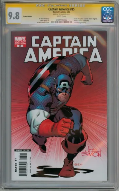 Captain America #25 Variant Cgc 9.8 Signature Series Signed Joe Simon Marvel