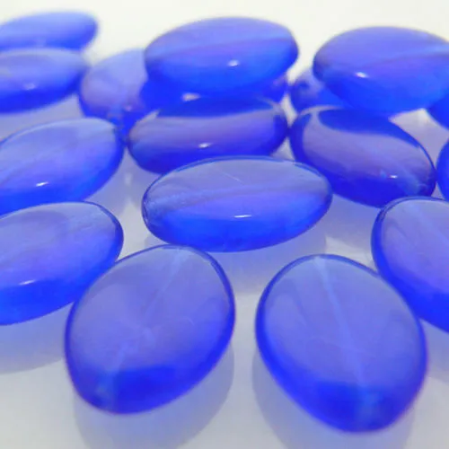 Böhmische Glasperlen Oliven 16mm blau 25 St. Perlen zum Schmuck basteln -244