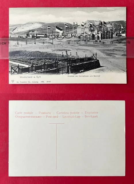 AK WESTERLAND auf Sylt 1904 Kirchhof der Heimatlosen und Bahnhof   ( 138650